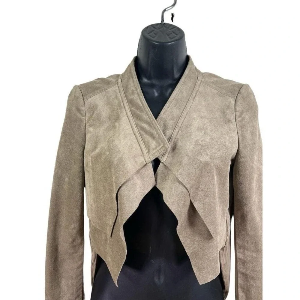 BCBG MAXAZRIA‎ Norton khaki hilo faux suede cropped jacket sz XS